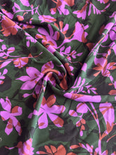 Load image into Gallery viewer, CEY airflow woven: 3 YD CUT REMNANT Forest green purple rust leaves ⭐️