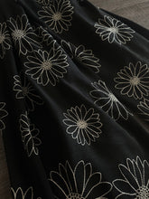 Load image into Gallery viewer, Embroidered CEY airflow woven: 4.75 YD CUT REMNANT Black ivory embroidered floral ⭐️