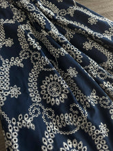 Load image into Gallery viewer, Rayon linen (embroidered): REMNANT(S) Navy embroidered ⭐️
