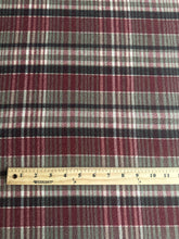 Load image into Gallery viewer, Sweater knit: 3.25 YD CUT REMNANT Burgundy light olive plaid ⭐️
