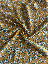 Load image into Gallery viewer, Wool dobby woven: 3 YD CUT REMNANT Mustard pink center florals ⭐️
