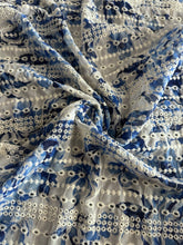 Load image into Gallery viewer, Hi multi chiffon woven (embroidered eyelet): 3 YD CUT REMNANT Deep blue floral w/ embroidered floral line ⭐️

