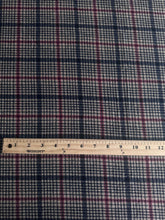 Load image into Gallery viewer, Sweater knit: 4 YD CUT REMNANT Tan dark red navy plaid ⭐️
