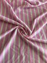 Load image into Gallery viewer, Urban ribbed knit: 4 YD CUT REMNANT Cream pink stripes ⭐️
