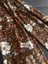 Load image into Gallery viewer, Double brushed poly: Chocolate brown ivory muted coral pink floral ⭐️
