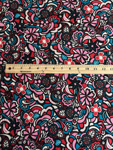 Load image into Gallery viewer, Double brushed poly: Black candy pink red teal full whimsical floral ⭐️
