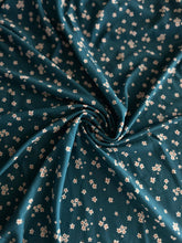 Load image into Gallery viewer, ITY Moss crepe: 3.25 YD CUT REMNANT Teal small floral ⭐️
