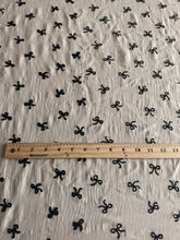 Load image into Gallery viewer, Embroidered CEY airflow woven: 2.5 YD CUT REMNANT Warm taupe black bows ⭐️
