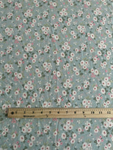 Load image into Gallery viewer, Crepe woven: 2.5 YD CUT REMNANT Light blue green pretty floral ⭐️
