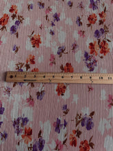 Load image into Gallery viewer, Pleated poly interlock: 3.25 YD CUT REMNANT Pink purple burnt orange floral ⭐️
