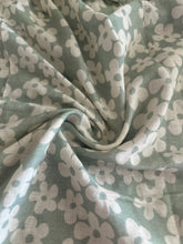 Load image into Gallery viewer, Cotton single gauze: 2.5 YD CUT REMNANT Lightest sage ivory flowers ⭐️
