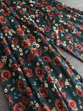Load image into Gallery viewer, ITY Moss crepe: 2.5 YD CUT REMNANT Hunter green dark rust blue beige floral ⭐️
