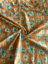 Load image into Gallery viewer, Stretchy knit (thermal like): 3.75 YD CUT REMNANT Sherbet orange white blue yellow floral ⭐️
