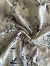 Load image into Gallery viewer, Linen: 2.5 YD CUT REMNANT Ivory gray black paradise drawing ⭐️

