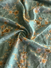 Load image into Gallery viewer, Embroidered woven: 3.5 YD CUT REMNANT Seafoam peach floral ⭐️
