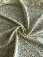 Load image into Gallery viewer, Stretch lace (scalloped edge): 3 YD CUT REMNANT Ivory floral ⭐️
