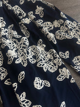 Load image into Gallery viewer, ITY w/ puff: 2.25 YD CUT REMNANT Navy white puff floral ⭐️
