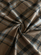 Load image into Gallery viewer, Double knit: REMNANT(S): Light brown black white plaid ⭐️
