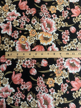 Load image into Gallery viewer, Double brushed poly: Black sherbet pink orange floral ⭐️
