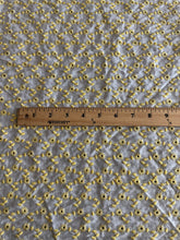 Load image into Gallery viewer, Cotton embroidered eyelet woven: 3.25 YD CUT REMNANT Off White yellow embroidered flowers ⭐️

