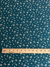 Load image into Gallery viewer, ITY Moss crepe: 3.25 YD CUT REMNANT Teal small floral ⭐️
