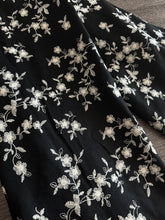 Load image into Gallery viewer, Rayon linen (embroidered): REMNANT(S) Black embroidered floral ⭐️
