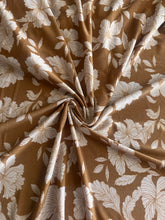 Load image into Gallery viewer, ITY moss crepe: 1.5 YD CUT REMNANT Gold brown floral ⭐️

