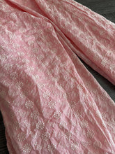 Load image into Gallery viewer, Cotton embroidered eyelet woven: 4.5 YD CUT REMNANT Pink embroidered floral ⭐️
