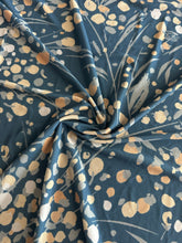 Load image into Gallery viewer, ITY: 2.25 YD CUT REMNANT Teal faded yellow orange abstract design ⭐️

