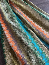 Load image into Gallery viewer, Stretchy knit: 2.25 YD CUT REMNANT Moss green blue orange beige design ⭐️
