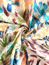 Load image into Gallery viewer, Poly embroidered eyelet woven: REMNANT(S) Painted flowers ⭐️
