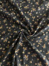 Load image into Gallery viewer, Ribbed sweater knit: 1.25 YD CUT REMNANT Charcoal orange floral ⭐️

