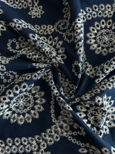 Load image into Gallery viewer, Rayon linen (embroidered): REMNANT(S) Navy embroidered ⭐️
