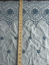 Load image into Gallery viewer, Cotton embroidered eyelet woven: 4.5 YD CUT REMNANT Light blue embroidered floral ⭐️
