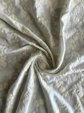 Load image into Gallery viewer, Cotton embroidered woven: 3.25 YD CUT REMNANT Off white ivory embroidered floral ⭐️

