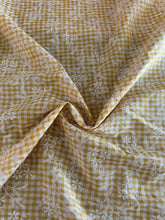 Load image into Gallery viewer, Embroidered woven: 3.5 YD CUT REMNANT Picnic yellow embroidered floral ⭐️
