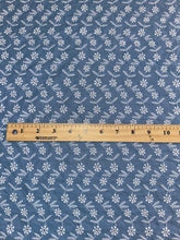 Load image into Gallery viewer, Cotton embroidered eyelet woven: 4.25 YD CUT REMNANT Deep baby blue embroidered floral ⭐️
