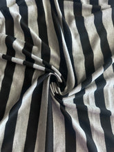 Load image into Gallery viewer, Hacci sweater knit: 3.5 YD CUT REMNANT Gray black stripes ⭐️
