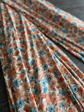 Load image into Gallery viewer, Brushed ribbed knit REMNANT(S): Ivory blue cream orange floral ⭐️
