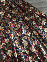 Load image into Gallery viewer, Satin: 2.25 YD CUT REMNANT Black indigo fuchsia beige orange floral ⭐️
