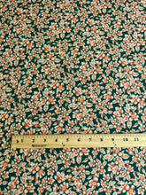 Load image into Gallery viewer, ITY Moss crepe: 2.75 YD CUT REMNANT Dark hunter green burnt orange floral ⭐️
