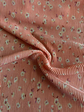 Load image into Gallery viewer, Pleated polyester (satin like): 3.5 YD CUT REMNANT Peach floral ⭐️
