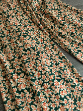 Load image into Gallery viewer, ITY Moss crepe: 2.75 YD CUT REMNANT Dark hunter green burnt orange floral ⭐️
