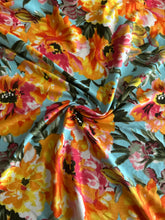 Load image into Gallery viewer, Double brushed poly: Mint vibrant pink orange yellow floral ⭐️
