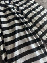Load image into Gallery viewer, Hacci sweater knit: 3.5 YD CUT REMNANT Gray black stripes ⭐️
