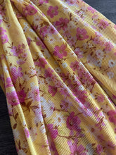 Load image into Gallery viewer, Pleated mesh: 4.5 YD CUT REMNANT Yellow fuchsia floral ⭐️
