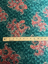Load image into Gallery viewer, Stretch silk velvet: 2.75 YD CUT REMNANT Emerald mauve design ⭐️
