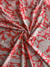 Load image into Gallery viewer, Swim spandex: 2 YD CUT REMNANT Hottest pink light pink crab lobster shells ⭐️
