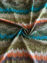 Load image into Gallery viewer, Stretchy knit: 2.25 YD CUT REMNANT Moss green blue orange beige design ⭐️

