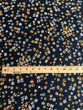Load image into Gallery viewer, Rayon challis woven: 2.5 YD CUT REMNANT Navy red orange floral ⭐️
